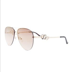 GUESS BROWN AVIATOR SUNGLASSES.